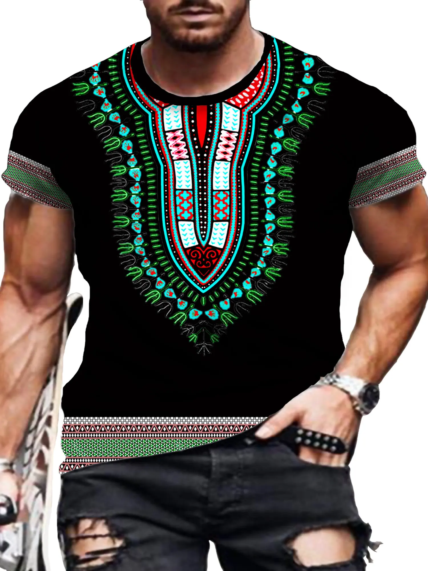 Men'S Ethnic & Formal Designer Wear Studio S - Męskie koszulki casualowe z afrykańskim etnicznym