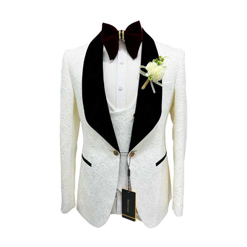 Men Formal Wear Wedding - Garnitury ślubne męskie Thorndike, biały żakard
