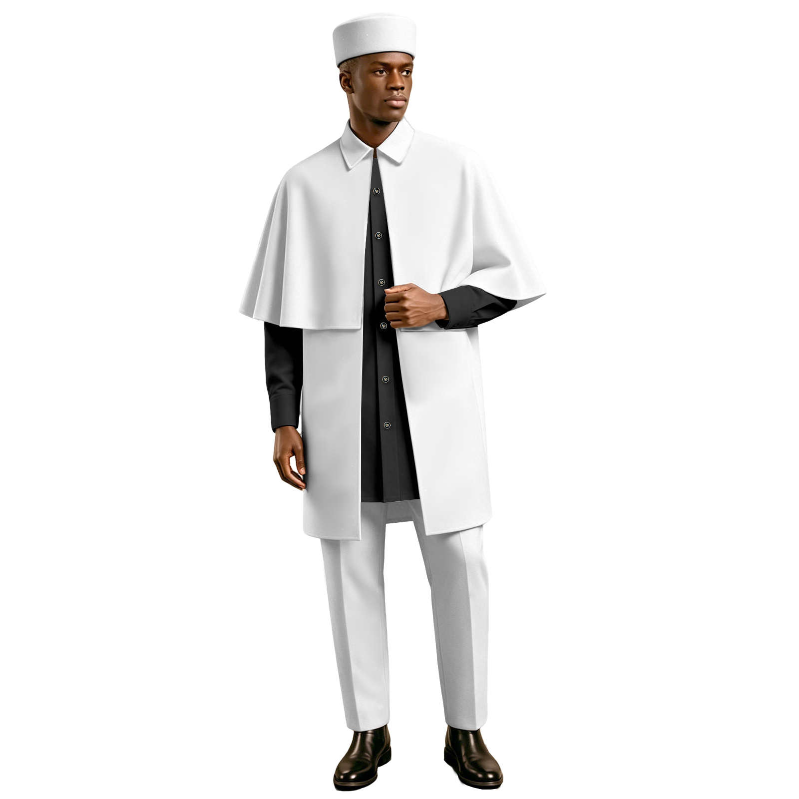 Men'S Formal Ethnic Wear - Męski afrykański 4-częściowy strój z peleryną