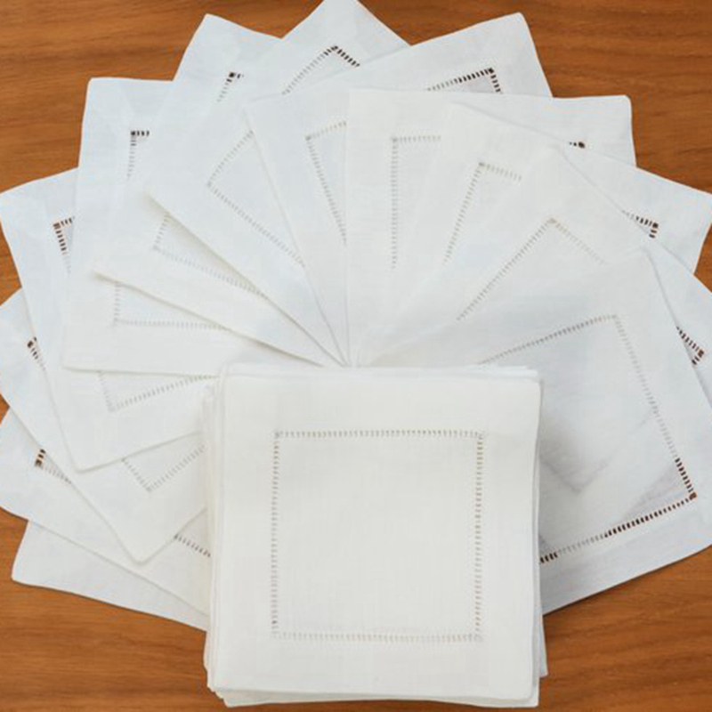 Monogrammed Handkerchief - 12 sztuk serwetka koktajlowa biała serwetka