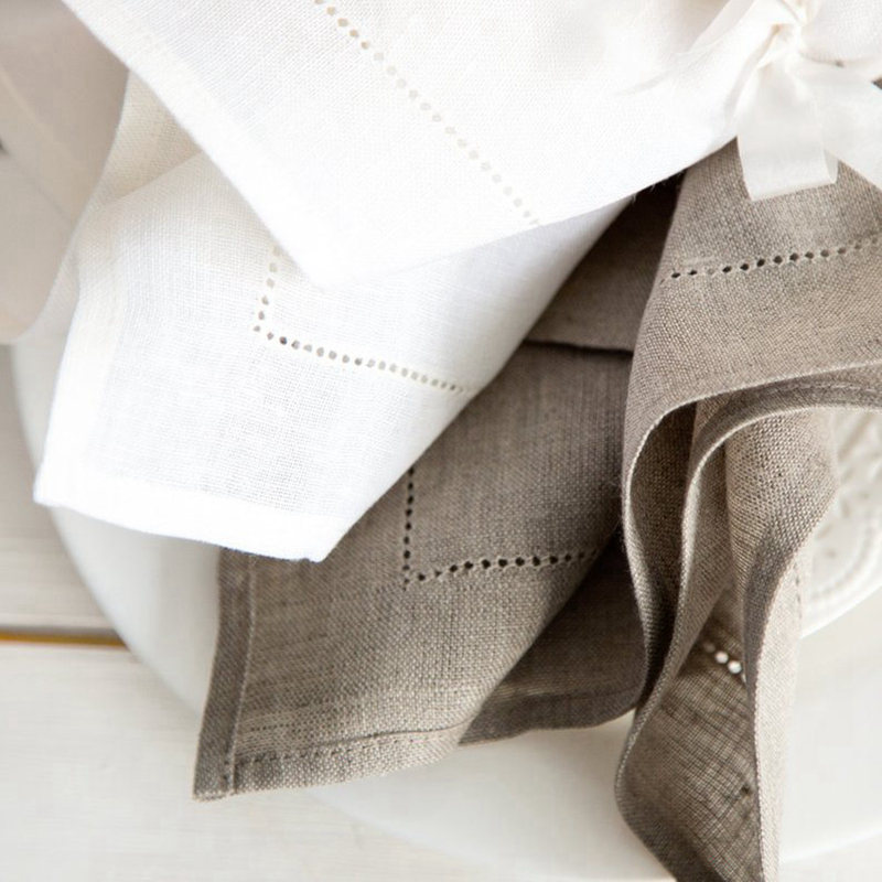 Monogrammed Handkerchief - 6 sztuk białe serwetki Hemstitch serwetka