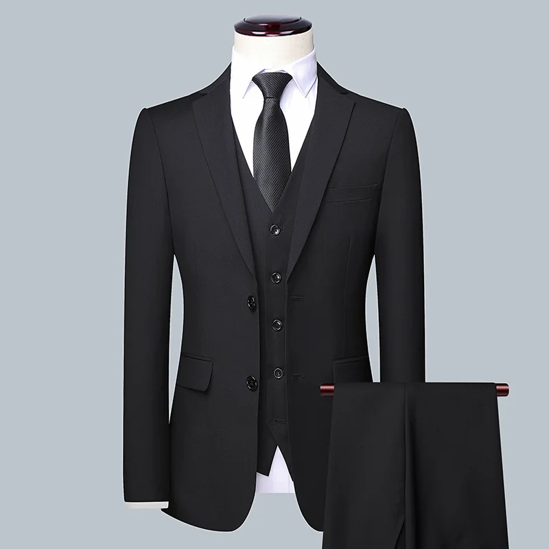 Men Formal Wear Wedding - Męski garnitur biznesowy w jednolitym kolorze
