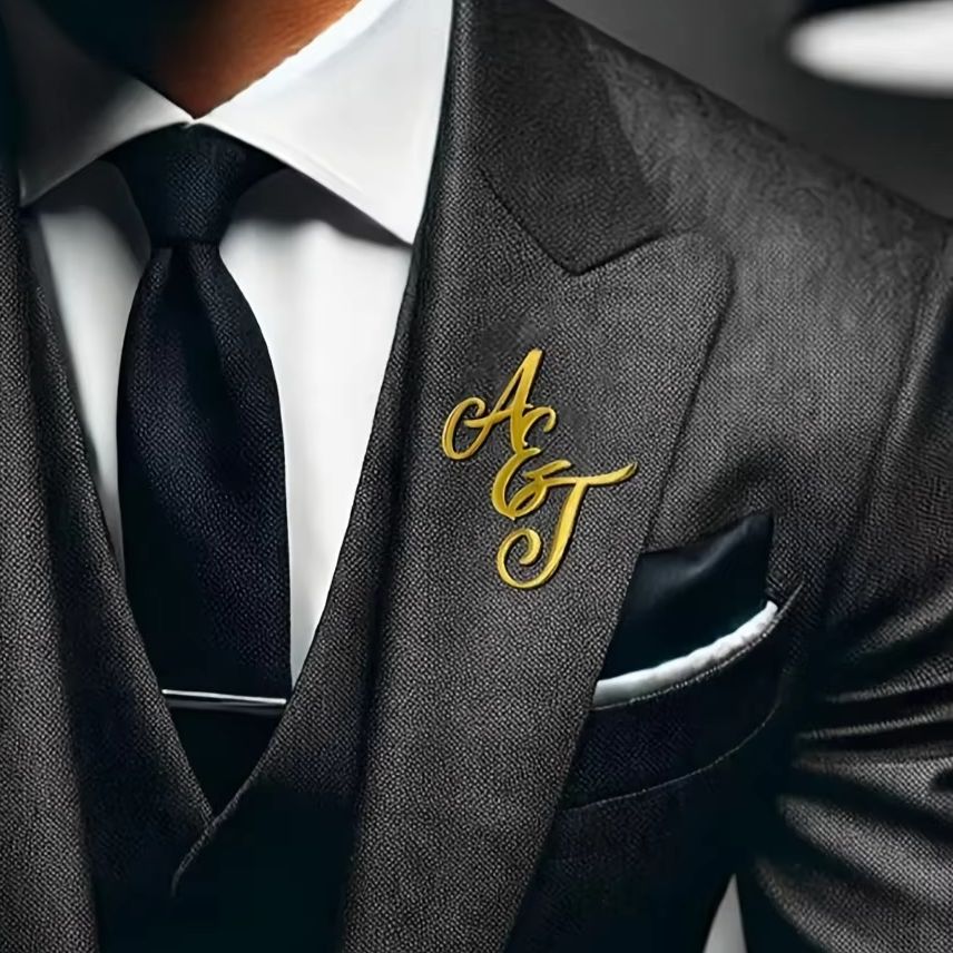 Tuxedo Lapel Pin - Spersonalizowana broszka ze stali nierdzewnej z
