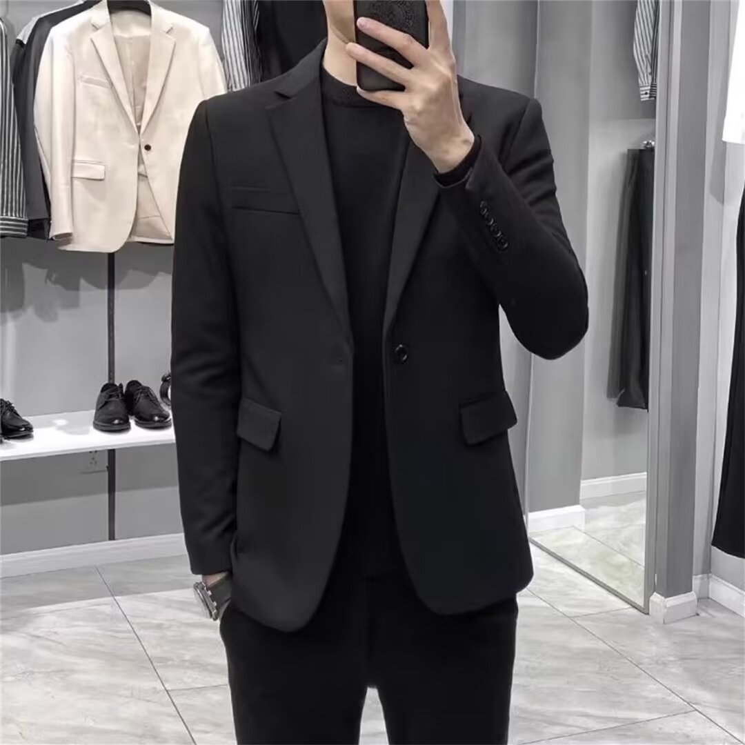 Asian Men Formal Wear - Męska marynarka w stylu koreańskim, dopasowana,