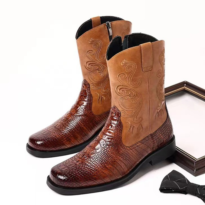 Men'S Ethnic & Formal Designer Wear Studio S - Modne, tłoczone męskie buty kowbojskie w