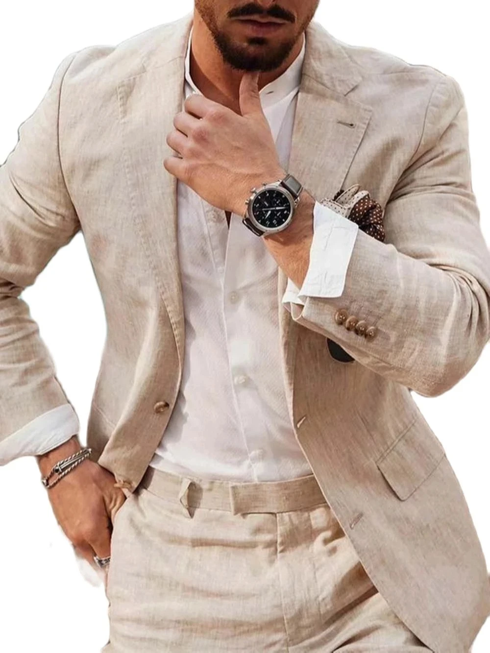 Letnie lniane garnitury męskie – Men Formal Wear In Summer recenzja i cena