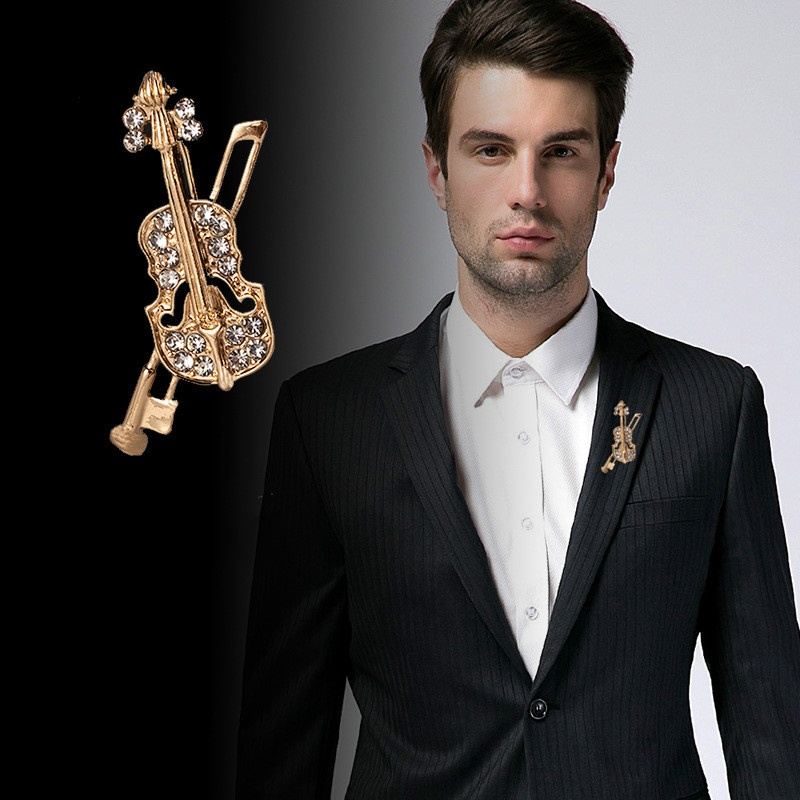 Kryształowa broszka skrzypce B – Tuxedo Lapel Pin recenzja i cena