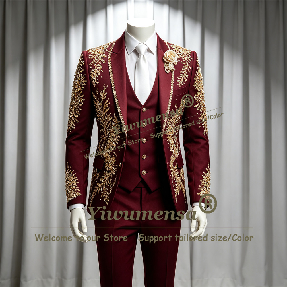 Luksusowy garnitur męski z kry – Men Formal Wear Wedding recenzja i cena