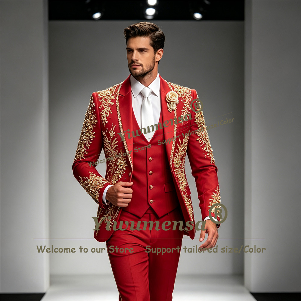 Luksusowy garnitur męski z kry – Men Formal Wear Wedding recenzja i cena