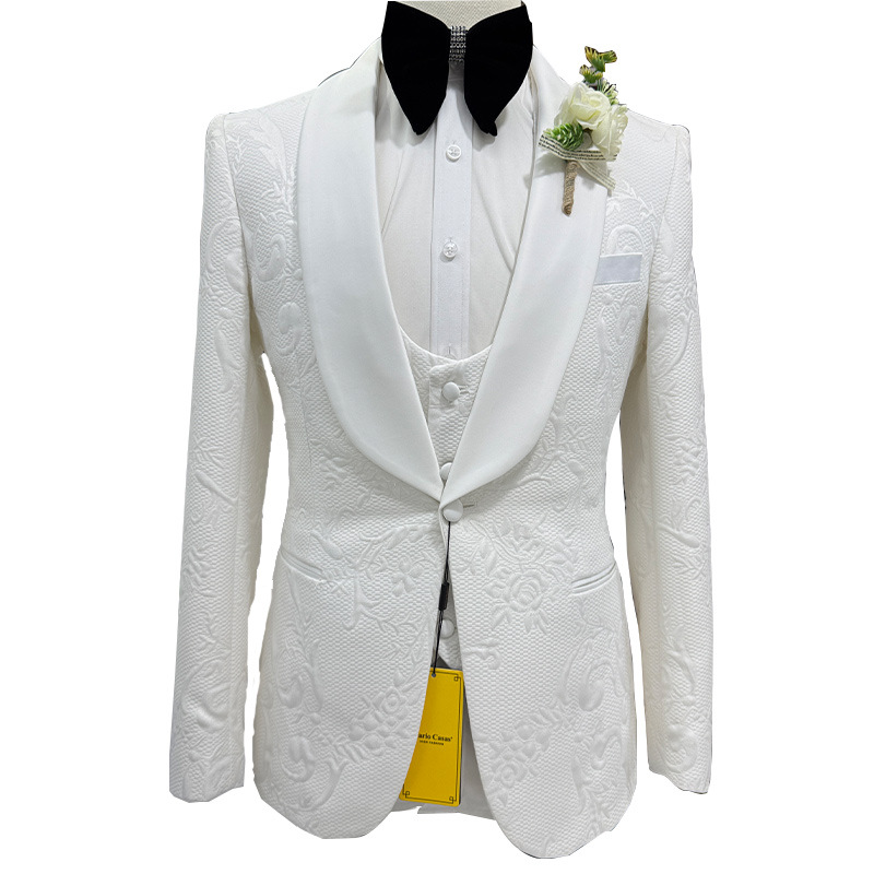 Męski garnitur ślubny biały 3- – Men Formal Wear Wedding recenzja i cena
